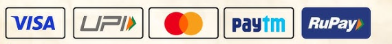 We Accept Visa, UPI, MasterCard, Paytm, RuPay